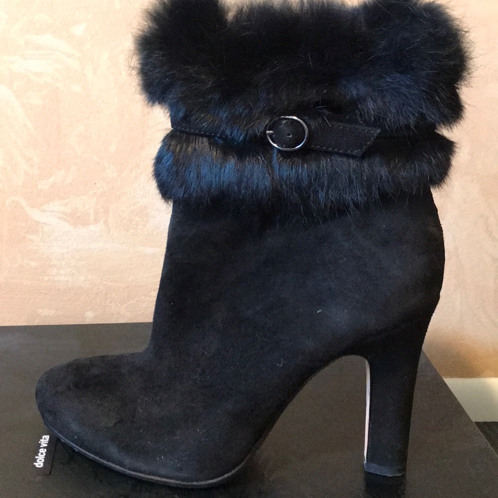 Dolce Vita fur trimmed ankle bootie  4 inch heel
